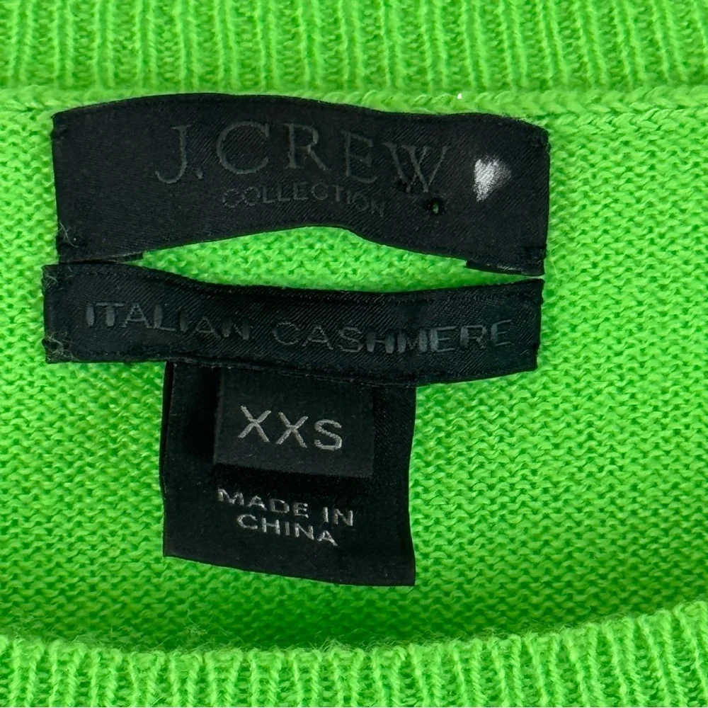 J.Crew Collection Italian Cashmere Crewneck‎ Sweater Lime Green Women’s XXS